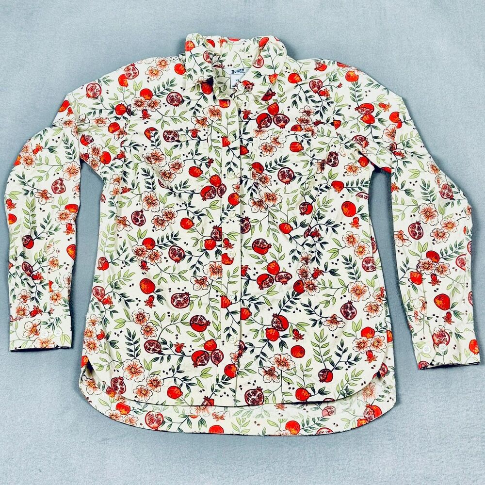 Duluth Pomegranate Floral Cotton Button Down Long Sleeve XS